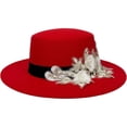 thumbnail image 1 of Slccxzc Elegant Fedora Hat with Floral Embellishment Retro Wide Brim Hat Panama Floppy Cap for Wedding Race Banquet Tea Parties, 1 of 7