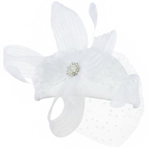Slccxzc Feather Veil Pillbox Fascinator Hat, Elegant Women Headwear for Wedding Cocktail Tea Party