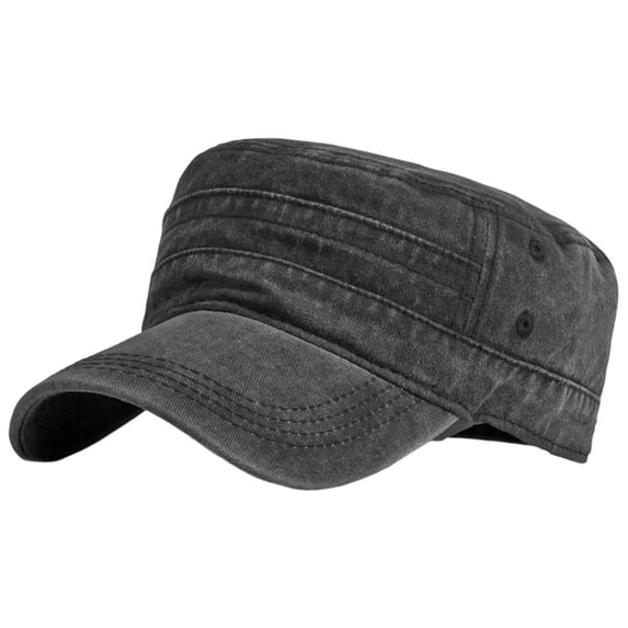 Slccxzc Flat Military Cap Adult Outdoor Sun Hat Black