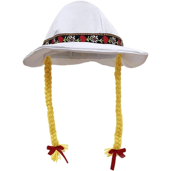 Slccxzc Floral Embroidered Oktoberfest Hat Adult Braided Bavarian Sun Cap