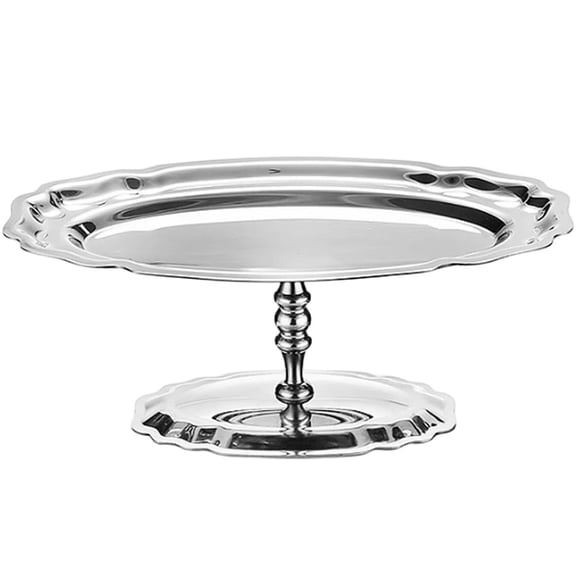 Slccxzc Footed Stainless Steel Dessert Serving Tray Ice Cream Salad Fruit Display Plate
