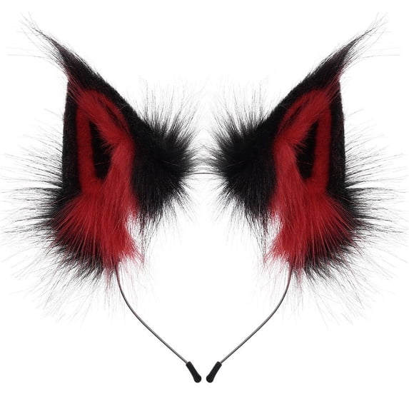 Slccxzc Fox Wolf Ears Shape Headband Handmade Furry Animal Ear Design Hairband Animal Hair Hoop Head Accessories