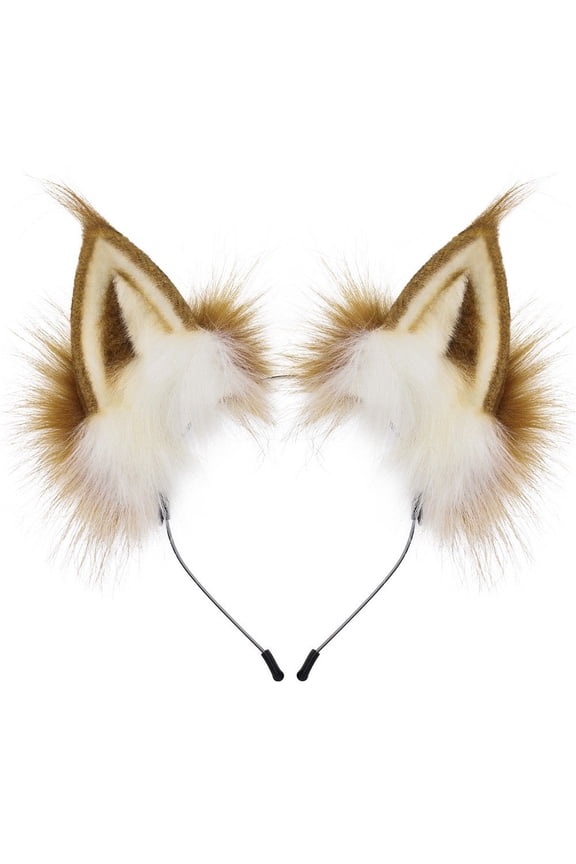 Fox Wolf Ears Shape Headband Handmade Furry Animal Ear Design Hairband Animal Hair Hoop Head Accessories