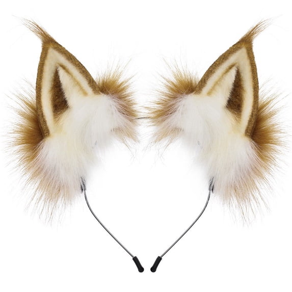 Slccxzc Fox Wolf Ears Shape Headband Handmade Furry Animal Ear Design Hairband Animal Hair Hoop Head Accessories
