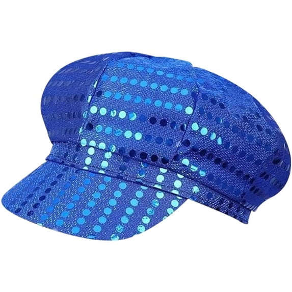 Slccxzc Glitter Sequin Hat 70s Disco Adult Hat Bling Hats Retro Beret Cap for Party