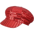 thumbnail image 1 of Slccxzc Glitter Sequin Hat 70s Disco Adult Hat Bling Hats Retro Dance Caps Newsboy Cap Beret for Birthday Party Red, 1 of 7
