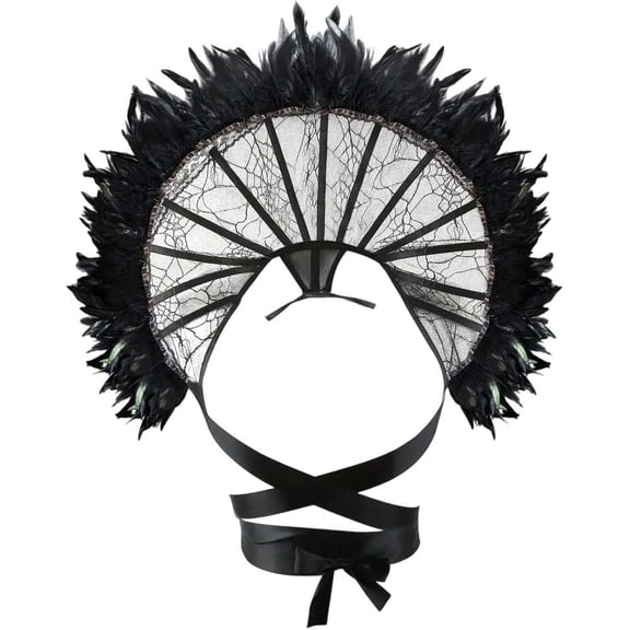 Slccxzc Gothic Lace Feather Fake Collar, Baroque Standing Collar for Themed Events