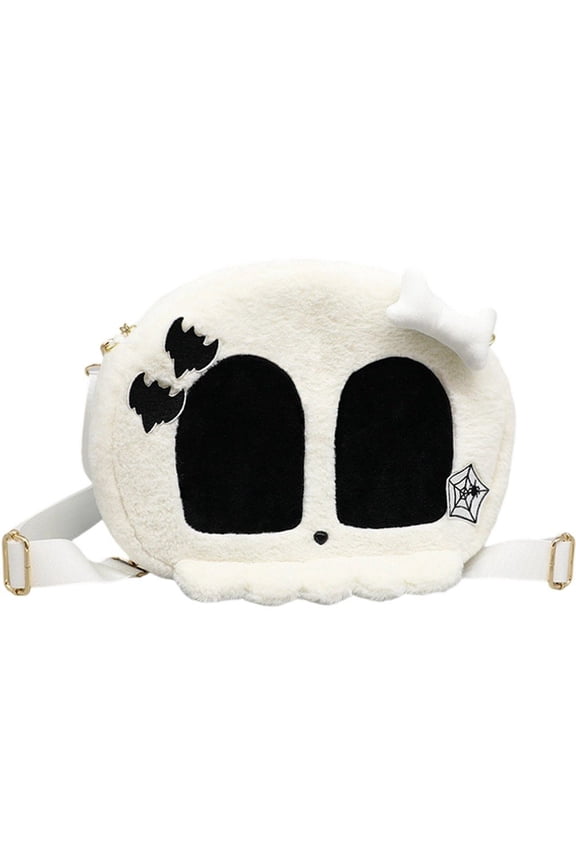 Gothic Lolita Bag White Bone Backpack Women Cute Plush Harajuku Bag