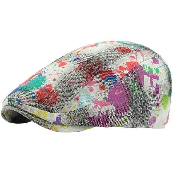 Slccxzc Graffiti Newsboy Hat Fashion Duckbill Hat Personality Visor Cap for Driving Golfing Hunting Fishing Outdoor Activities Accessory