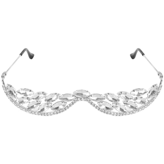 Slccxzc Half Frame Rhinestones Glasses Crystal Eyeglasses Without Lens V Shape Rhinestones Sunglass Face Jewelry For Women Men No Lens Crystal Glasses Frame