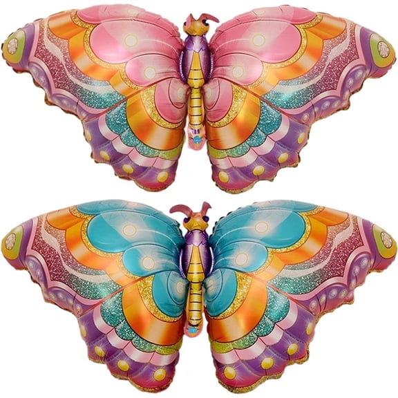 Slccxzc Huge Butterfly Balloons Pack of 2 | Butterfly Mylar Balloon | Butterfly Baby Shower Decorations| Butterfly Birthday Decorations | Butterfly Party Decorations
