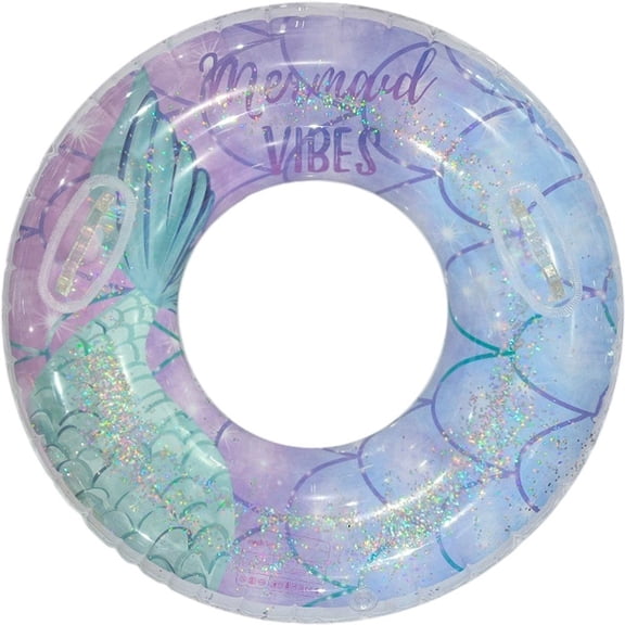 Slccxzc Inflatable Mermaid Swimming Ring, Durable Pool Float for Summer Fun