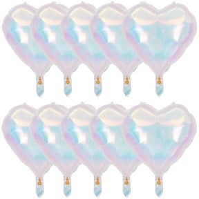 Slccxzc Iridescent Heart Balloons, 10pcs Heart Balloons Iridescent Balloons Party Decorations Mylar Balloons Transparent Balloons for Heart Theme Party Baby Shower Birthday