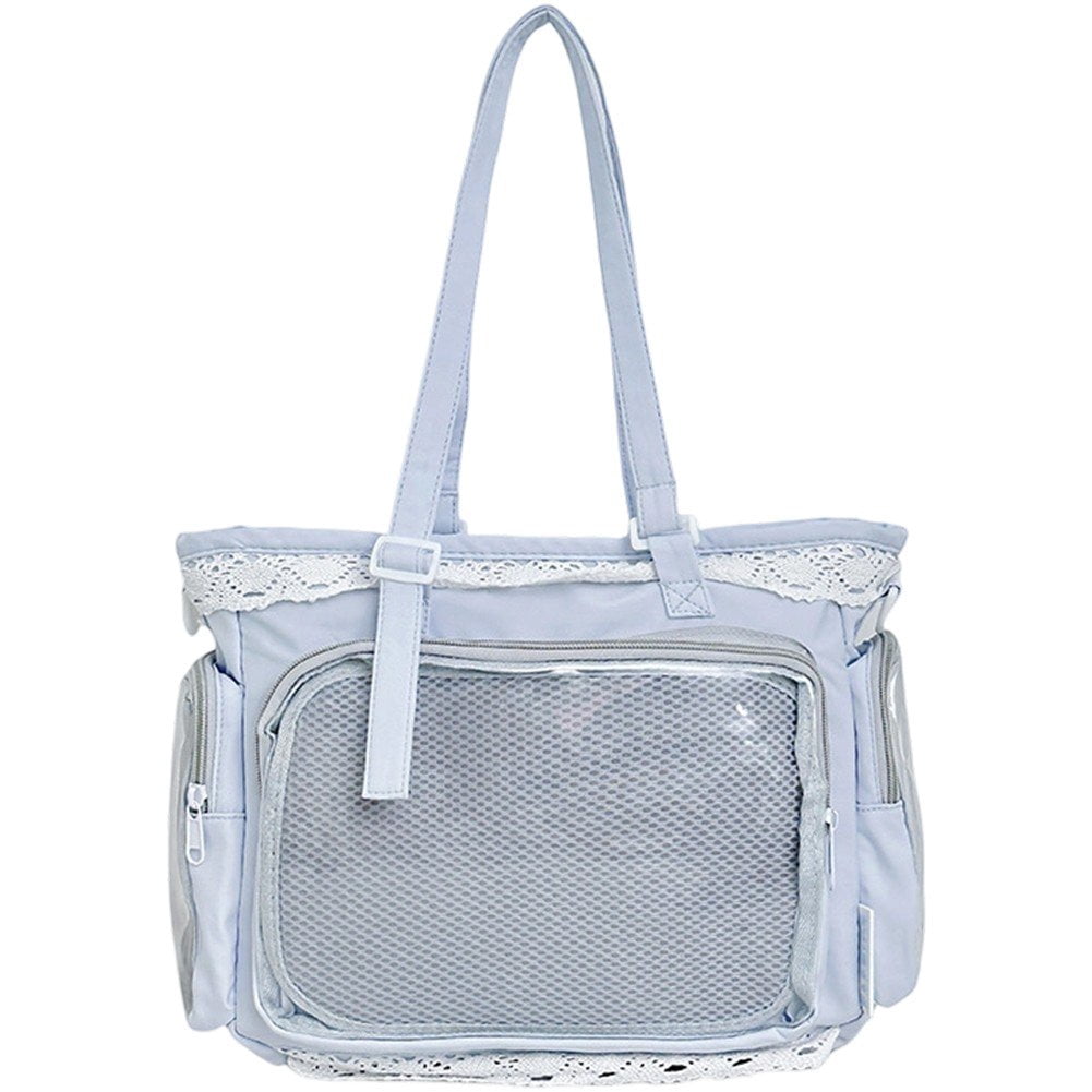 Slccxzc Japanese Style Lace Ita Bag Clear Display Anime Tote Shoulder Crossbody Handbag