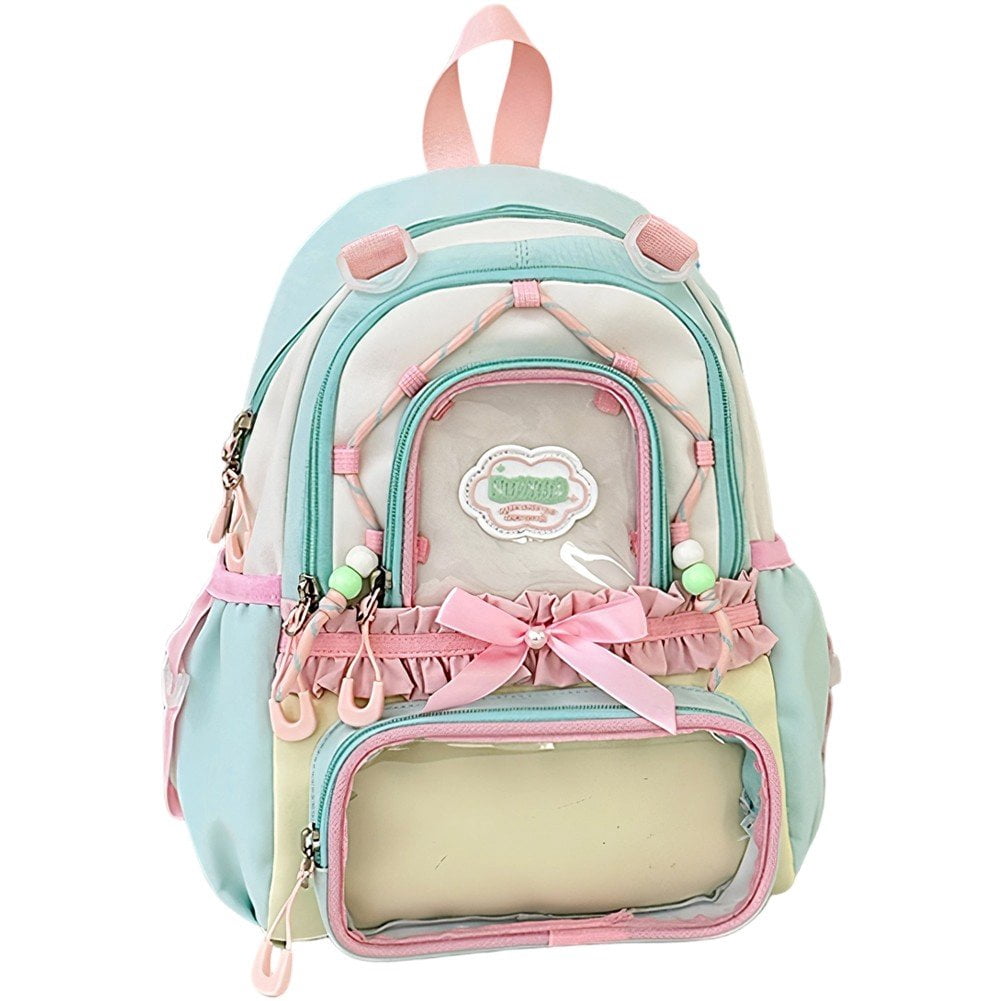 Slccxzc Kawaii Backpack Cute Aesthetic Ita Backpack, Y2K Large Capacity Bag Book Bags With Window Show