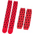 thumbnail image 1 of Slccxzc Ladybird Dots Pattern Fingerless Gloves and Thigh High Socks Set, 1 of 7