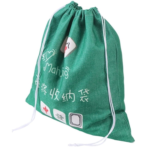 Slccxzc Large Green Canvas Mahjong Storage Bag Drawstring Pouch Board Game Organizer