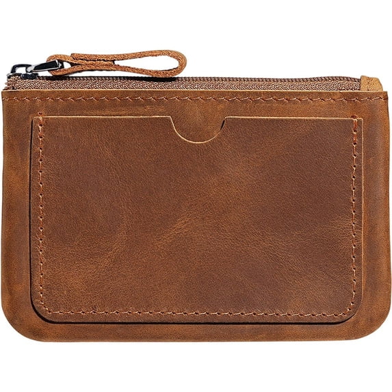 Slccxzc Leather Coin Holder For Men Women Change Purse Zipper Small Wallet Lightweight Mini Coin Purse With Front Card Slot