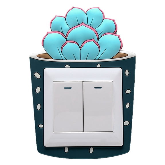 Slccxzc Luminous Light Switch Stickers Creative Cartoon Cactus Plug Socket Cover Switch Decorative Paste Wall Paste Socket Protective Cover