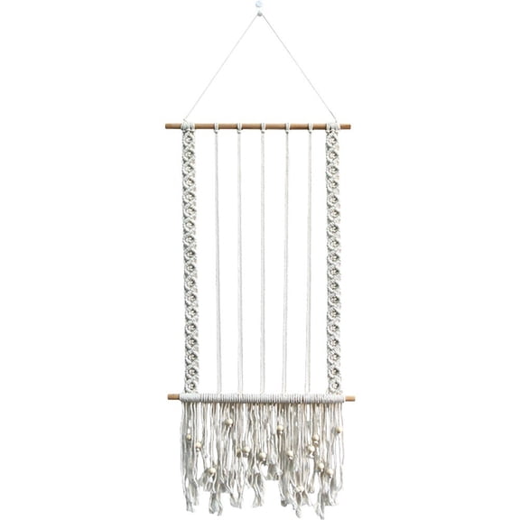 Slccxzc Macrame Wall Hanging Photo Display Boho Picture Frame Decor for Bedroom Living Room(white)
