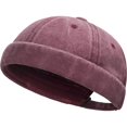 thumbnail image 1 of Slccxzc Men's Washed Cotton Brimless Hat Vintage Docker Beanie Cap Rolled Cuff Skullcap for Casual Wear, 1 of 7