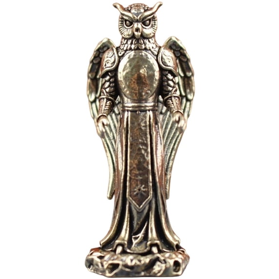 Slccxzc Mini Brass Owl Knight Figurine Retro Bird Statue Collectible Desktop Decor