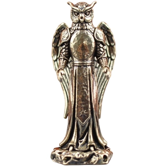 Slccxzc Mini Brass Owl Knight Figurine Retro Bird Statue Collectible Desktop Decor
