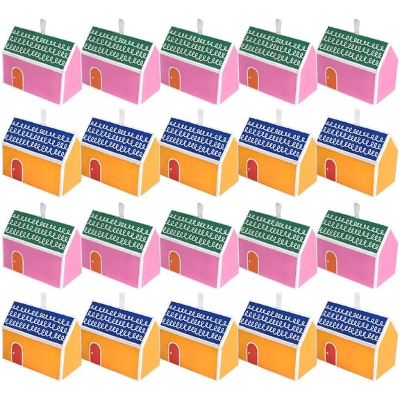 Slccxzc Mini House Shaped Gift Boxes 40 Pcs Cartoon House Treat Boxes for Dessert Cute Cookie Candy Boxes for Birthday Wedding Party Favors Supplies