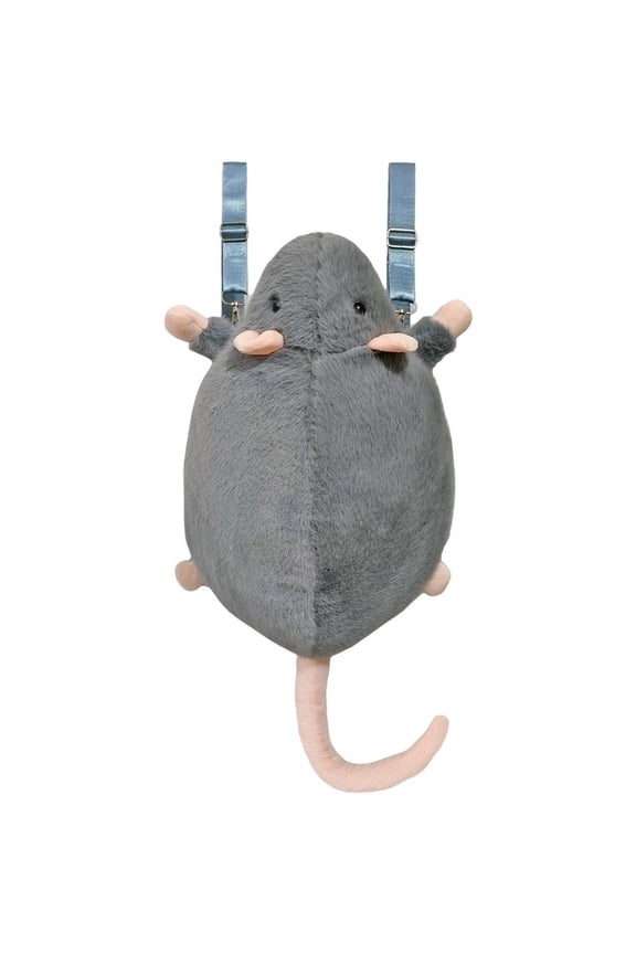 Mouse Shaped Plush Backpack Cartoon Animal Adjustable Strap Shoulder Bag