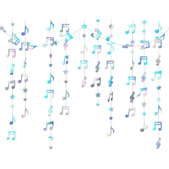 Slccxzc Musical Note Paper Banner Pull Flower Birthday Wedding Party Hanging Garland Decor