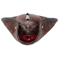 thumbnail image 1 of Slccxzc PU Tricorn Pirate Hat Skull Wing Decor Adult Headwear, 1 of 7