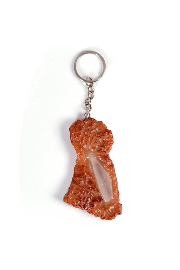 PVC Simulation Lamb Chop Keychain Fake Food Key Ring Bag Pendant