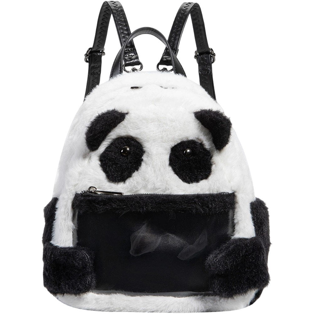 Slccxzc Panda Ita Bag, Mini Plush Backpack with Pin Display Window