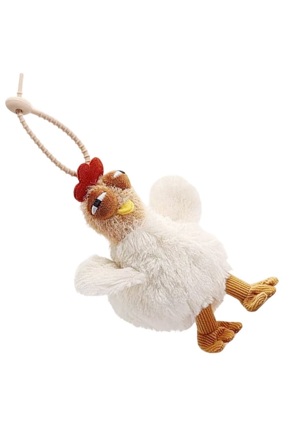 Plush Chicken Laying Egg Keychain Funny Squeeze Sound Bag Pendant Backpack Decor