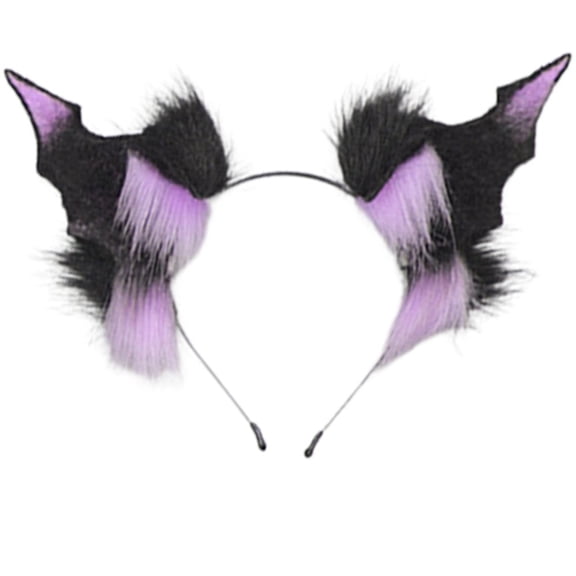Slccxzc Plush Devil Bat Ear Shape Headband, Gothic Hair Hoop Headpiece Animal Ear Shape Headband for Halloween Accessory Photo Props