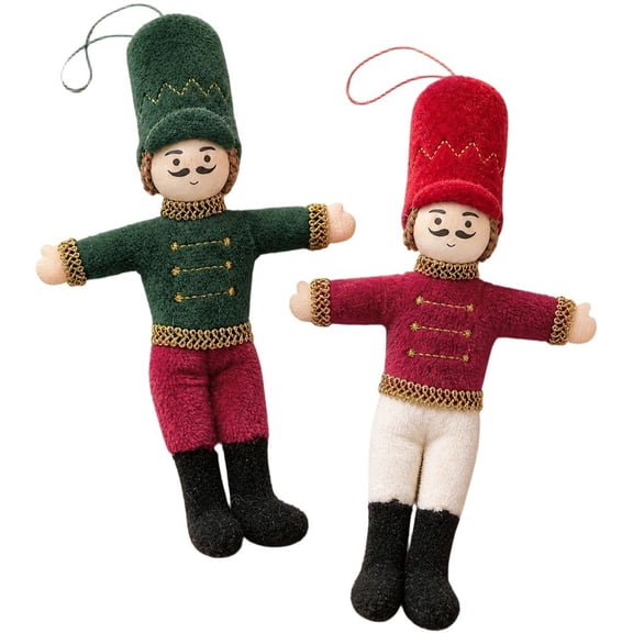 Slccxzc Polyester Cotton Nutcracker Soldier Christmas Ornaments 2-Pack Red Green Tree Hanging Decor