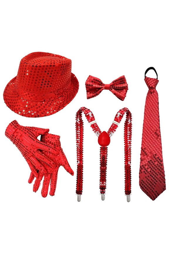 Polyester Sequin Disco Hat Set Adult Retro 70s Party Accessory Kit