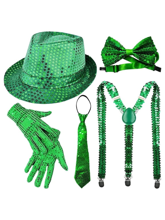 Polyester Sequin Disco Hat Set Adult Retro 70s Party Accessory Kit