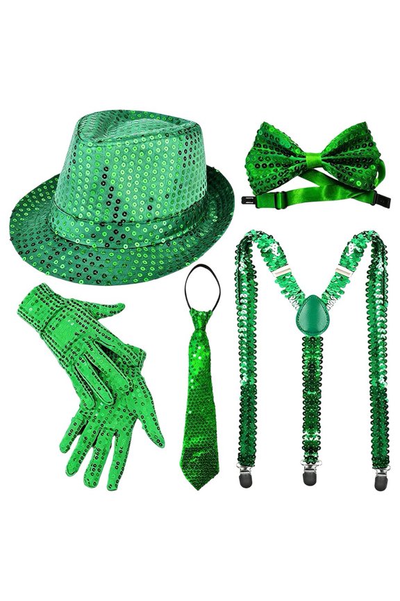 Polyester Sequin Disco Hat Set Adult Retro 70s Party Accessory Kit