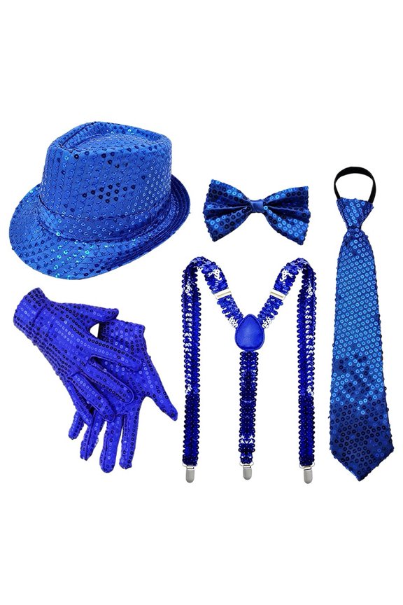 Polyester Sequin Disco Hat Set Adult Retro 70s Party Accessory Kit