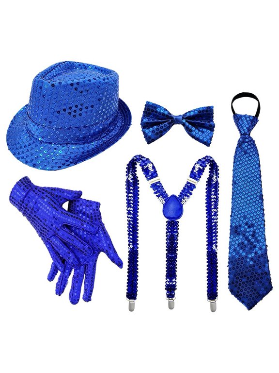 Polyester Sequin Disco Hat Set Adult Retro 70s Party Accessory Kit