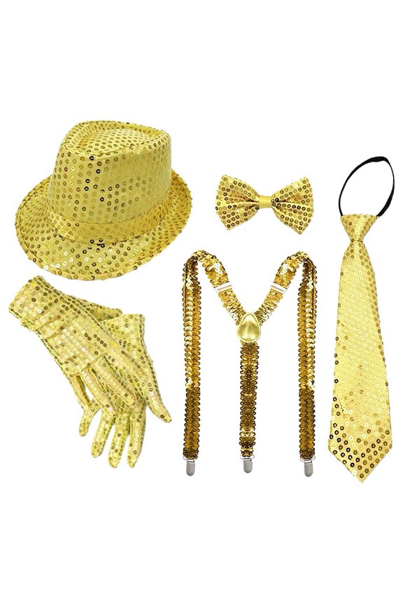 Polyester Sequin Disco Hat Set Adult Retro 70s Party Accessory Kit