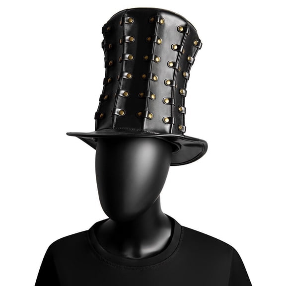 Slccxzc Punk Top Hat PU Leather Riveted Steampunk Halloween Party Hat