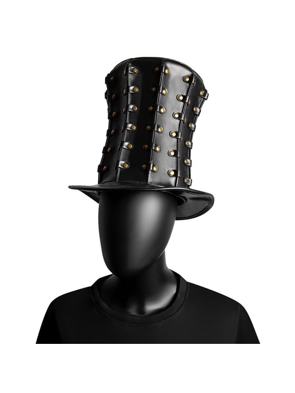 Punk Top Hat PU Leather Riveted Steampunk Halloween Party Hat