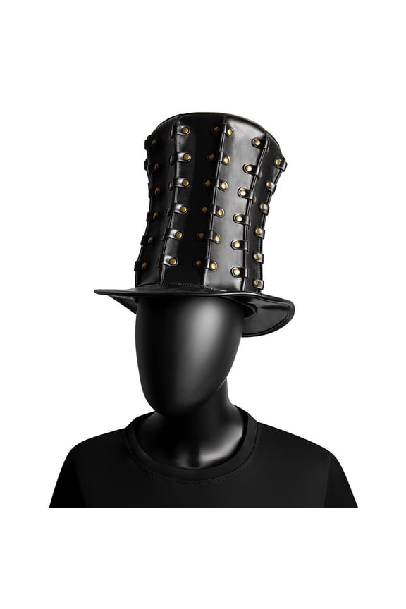 Punk Top Hat PU Leather Riveted Steampunk Halloween Party Hat