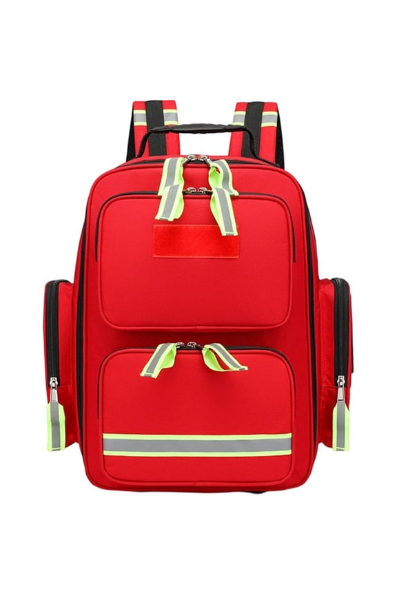 Red Emergency Rescue Backpack 600D Oxford First Aid Bag for Outdoor Trips
