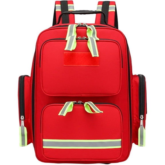 Slccxzc Red Emergency Rescue Backpack 600D Oxford First Aid Bag for Outdoor Trips