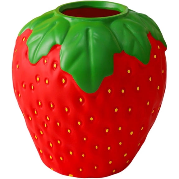 Slccxzc Red Strawberry Shaped Vase, Vinyl Decorative Vase for Home Kitchen