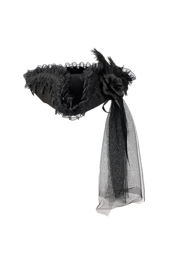 Renaissance Pirate Hat with Lace Brim Steampunk Style Cap Halloween Accessories for Pirates Theme Party