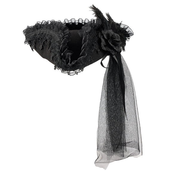 Slccxzc Renaissance Pirate Hat with Lace Brim Steampunk Style Cap Halloween Accessories for Pirates Theme Party